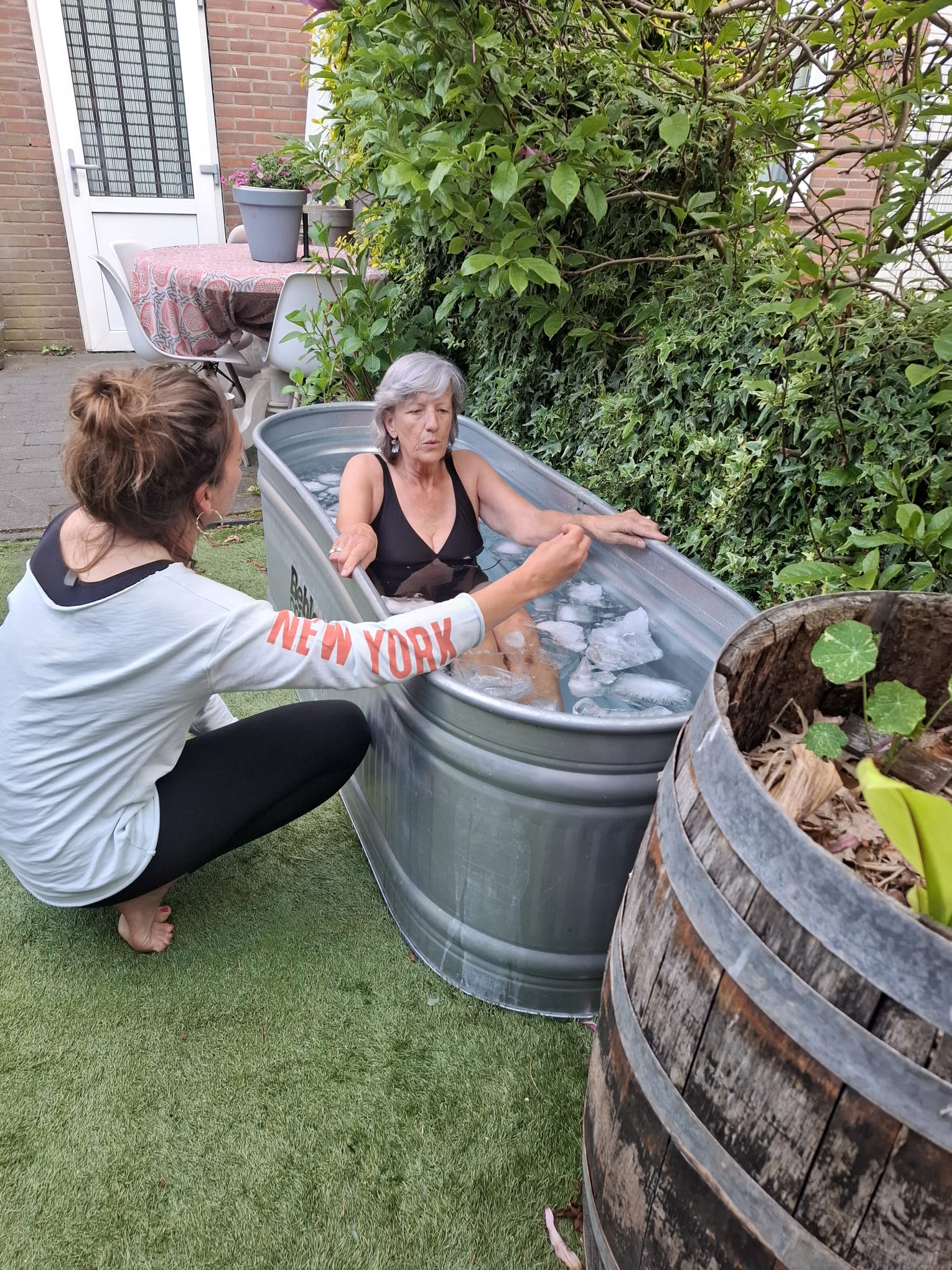 Voorbereiding op het ijsbad